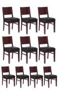 #S23 Bundle Sale, 10 PCs Beech Wood Chairs in Dark Mahogany Finish w/ Black Vinyl Seat